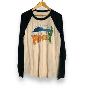 NEW Chaser Phoenix Crewneck Raglan Sleeve Vintage White Charcoal Tee Size Large